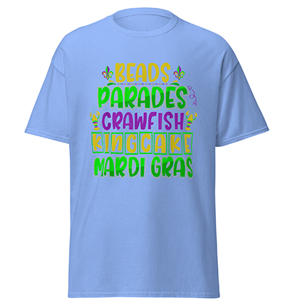 CuteBeadsParadesCrawfishKingcakeMardiGrasT-Shirtcarolinablue