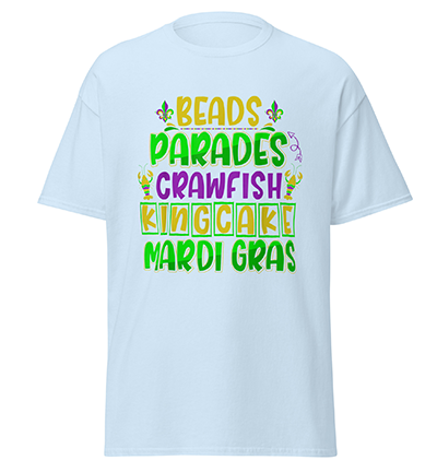 CuteBeadsParadesCrawfishKingcakeMardiGrasT-Shirtlightblue