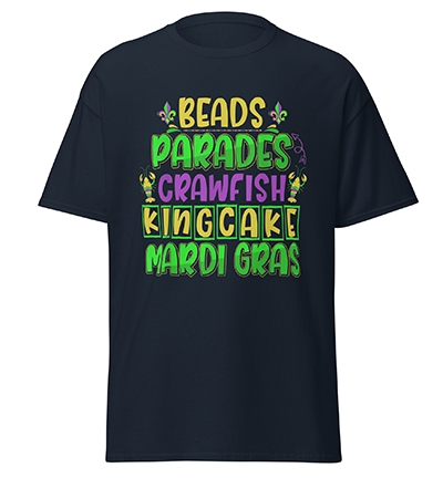 CuteBeadsParadesCrawfishKingcakeMardiGrasT-Shirtnavy