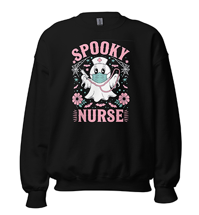 Groovy Pink Spooky Nurse Halloween Ghost Cute Nursing Halloween Unisex Sweatshirt