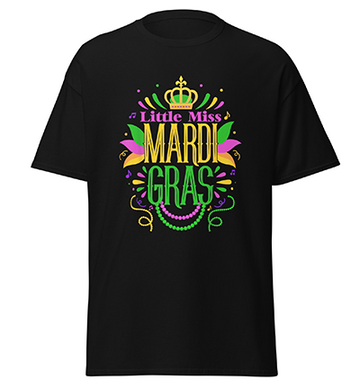 LittleMissMardiGrasFunnyMardiGras2024VintageT-Shirtblack