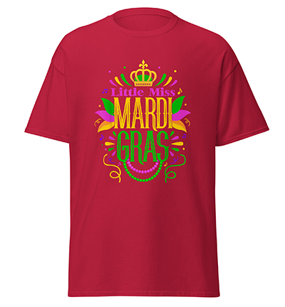 LittleMissMardiGrasFunnyMardiGras2024VintageT-Shirtcardinal