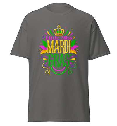 LittleMissMardiGrasFunnyMardiGras2024VintageT-Shirtcharcoal