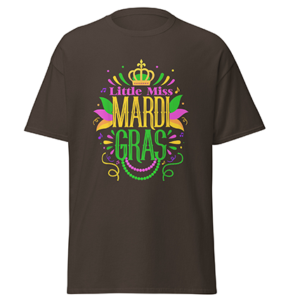 LittleMissMardiGrasFunnyMardiGras2024VintageT-Shirtdarkchocolate