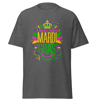 LittleMissMardiGrasFunnyMardiGras2024VintageT-Shirtdarkheather