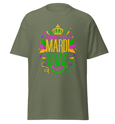 LittleMissMardiGrasFunnyMardiGras2024VintageT-Shirtmilitarygreen