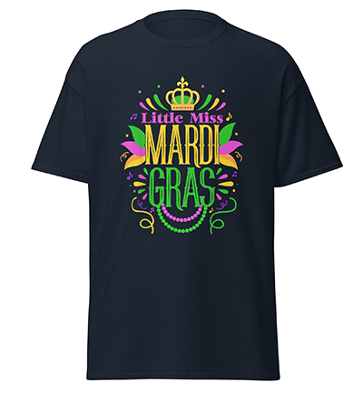 LittleMissMardiGrasFunnyMardiGras2024VintageT-Shirtnavy