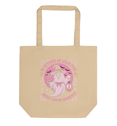 October We Wear Pink Breast Cancer Awareness Halloween Ghost Eco Tote Bag