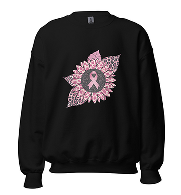 Sunflower_Pink_ribbon_Breast_Cancer_sweatshirt_black