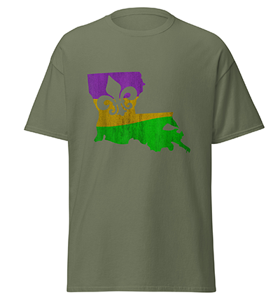 VintageDistressedMardiGrasCarnivalPartyT-Shirtmilitarygreen