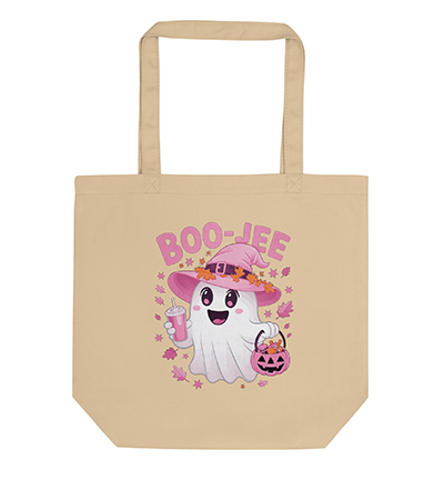 Boo Jee Spooky Ghost Pink Pumpkin Halloween Eco Tote Bag