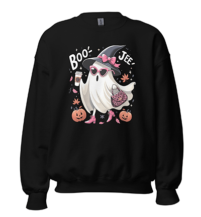 Boo Jee Spooky Ghost Pink Pumpkin Halloween Fall Season Unisex Sweatshirt - Xams Gift Shop