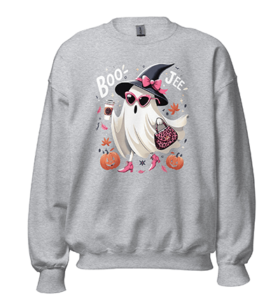 Boo Jee Spooky Ghost Pink Pumpkin Halloween Fall Season Unisex Sweatshirt - Xams Gift Shop