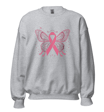 Butterfly Ribbon Pink Hope Survive Cure I Breast Cancer Awareness Unisex Sweatshirt