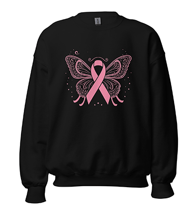 Butterfly Ribbon Pink Hope Survive Cure I Breast Cancer Awareness Unisex Sweatshirt