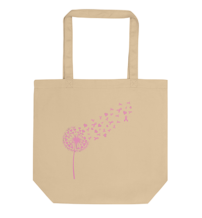 Dandelion Breast Cancer Warrior Awareness Pink Ribbon Eco Tote Bag