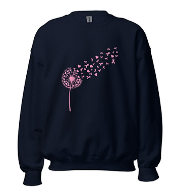 Dandelion Breast Cancer Warrior Awareness Pink Ribbon Unisex Sweatshirt