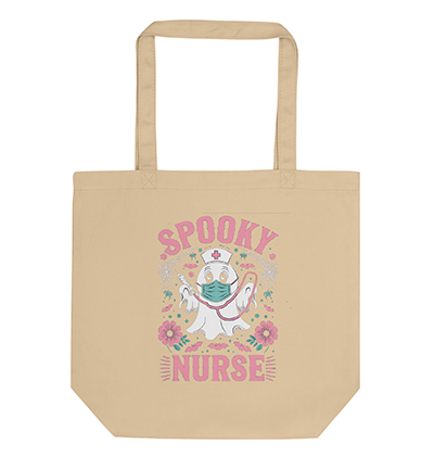 Groovy Pink Spooky Nurse Halloween Ghost Cute Nursing Halloween Eco Tote Bag